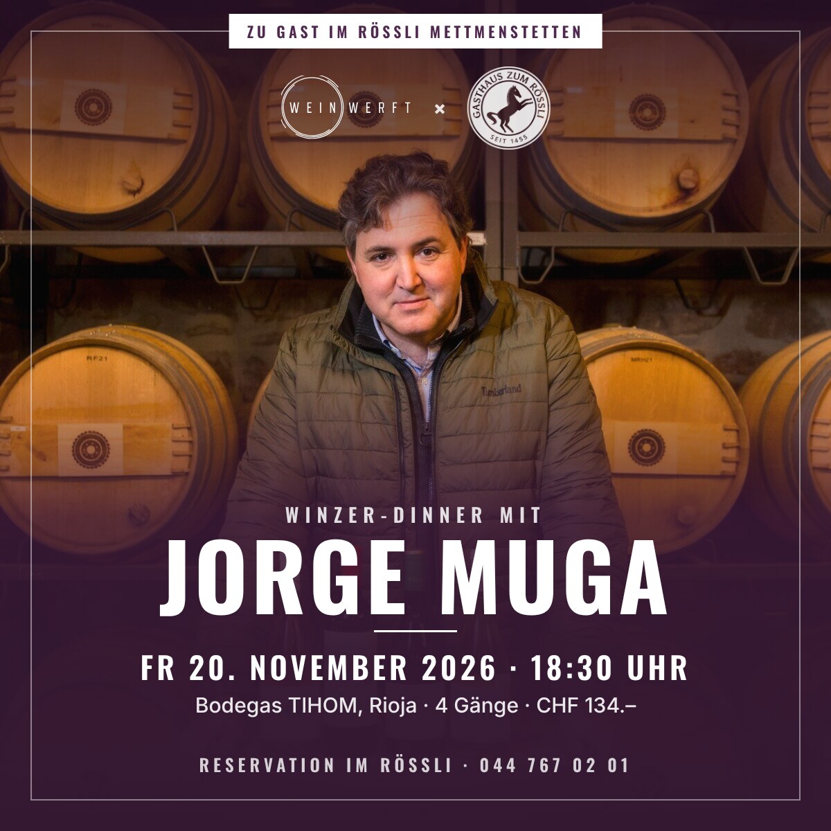 20. November · Winzer-Dinner mit Jorge Muga